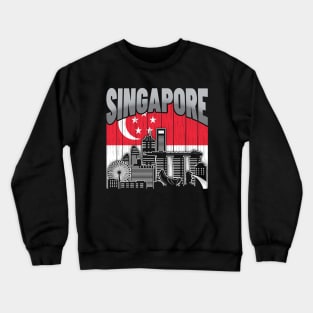 Singapore Skyline Vintage Singaporean Flag Crewneck Sweatshirt